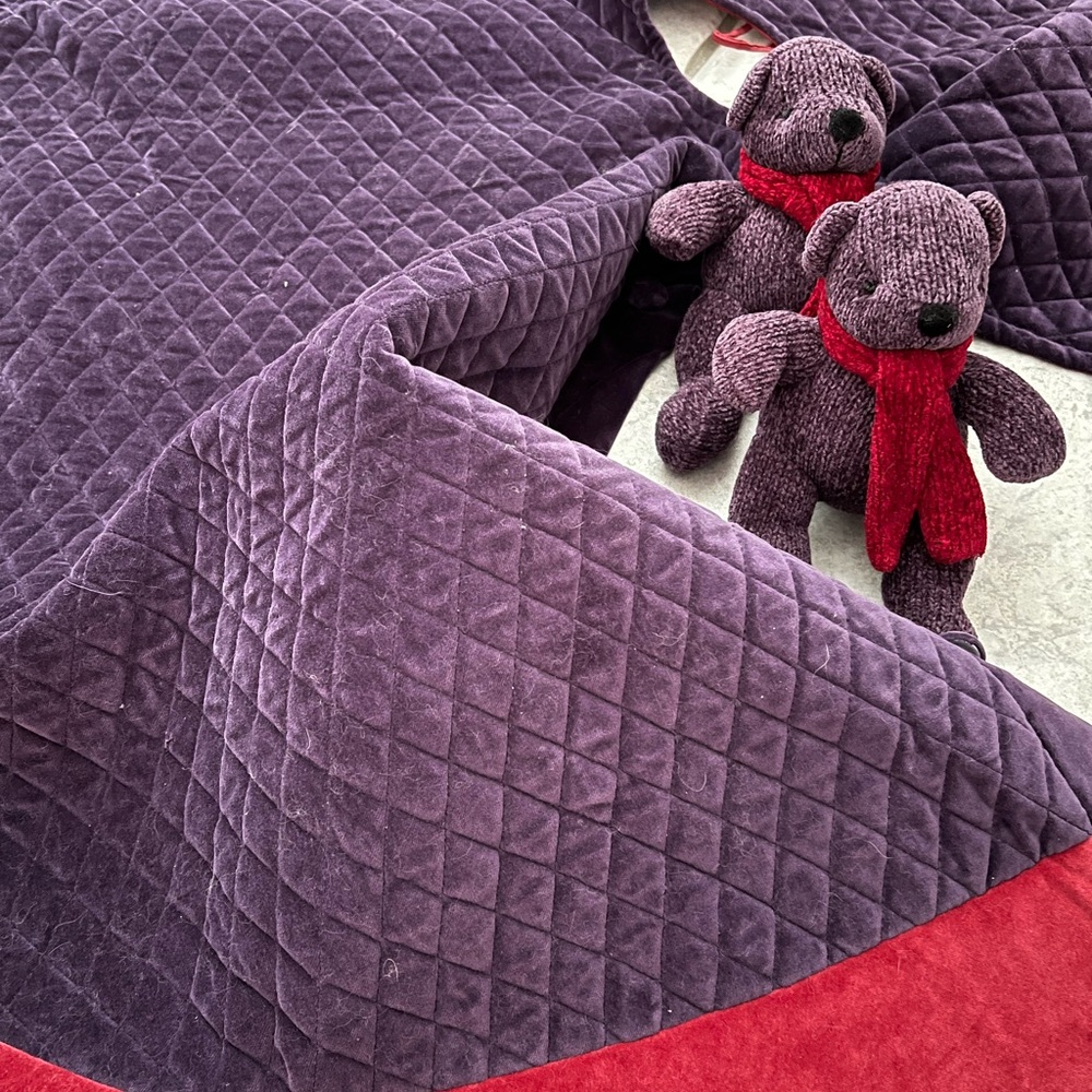 Pottery Barn Purple and Red Quilted Holiday Throw